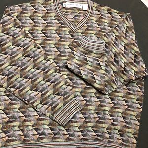 JHane Barnes Men’s V-neck Multi Color Sweater